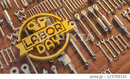 The Labor Day and tool for Holiday concept 3d Rendering. The Labor Day and tool for Holiday concept 3d Rendering. 123708183