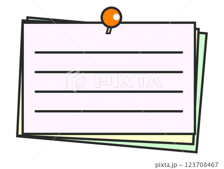 伝言やメモを書いて押しピンで固定したメモ帳のイラスト 伝言やメモを書いて押しピンで固定したメモ帳のイラスト 123708467