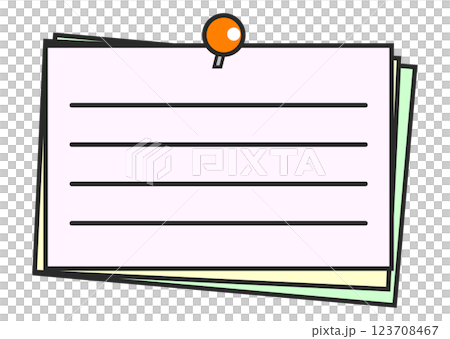 伝言やメモを書いて押しピンで固定したメモ帳のイラスト 伝言やメモを書いて押しピンで固定したメモ帳のイラスト 123708467