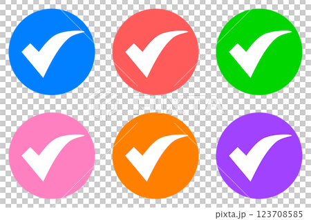 アンケートなどで印をして確認をするチェックマークのイラスト 123708585