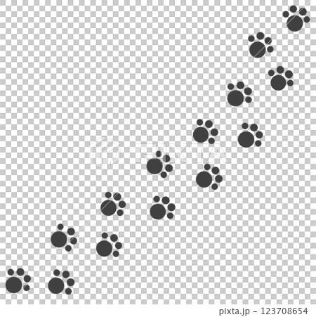 可愛い犬や猫のペットが歩き回る肉球の足跡イラスト 123708654