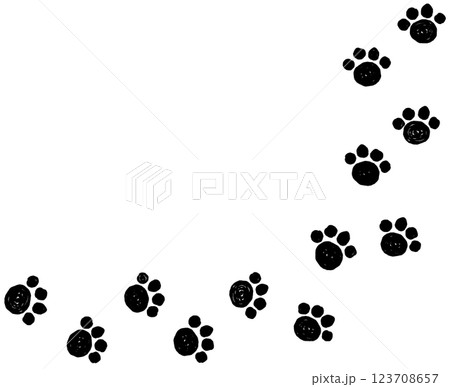 可愛い犬や猫のペットが歩き回る肉球の足跡イラスト 123708657