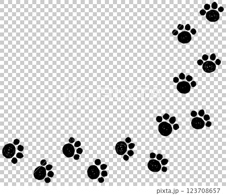 可愛い犬や猫のペットが歩き回る肉球の足跡イラスト 123708657