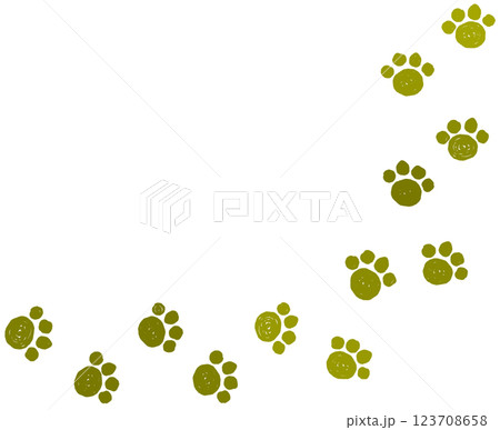 可愛い犬や猫のペットが歩き回る肉球の足跡イラスト 可愛い犬や猫のペットが歩き回る肉球の足跡イラスト 123708658