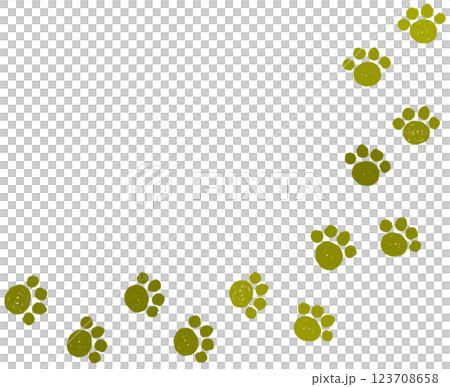 Paw print illustration of cute dog or cat pets walking around 123708658