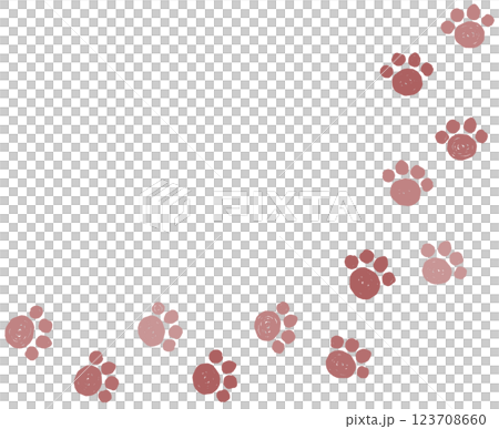 Paw print illustration of cute dog or cat pets walking around 123708660