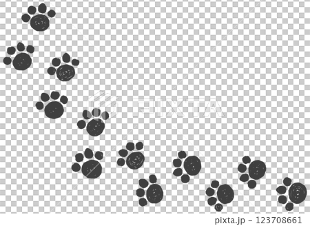 Paw print illustration of cute dog or cat pets walking around 123708661