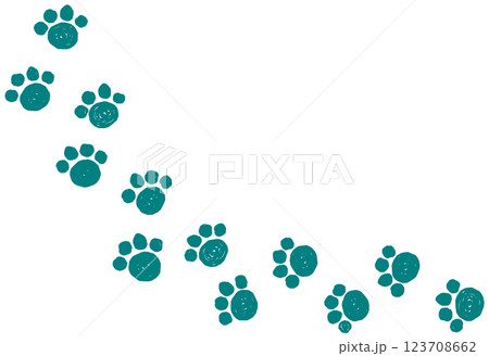 可愛い犬や猫のペットが歩き回る肉球の足跡イラスト 123708662