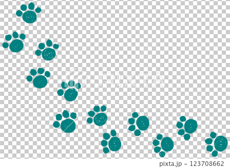 可愛い犬や猫のペットが歩き回る肉球の足跡イラスト 123708662