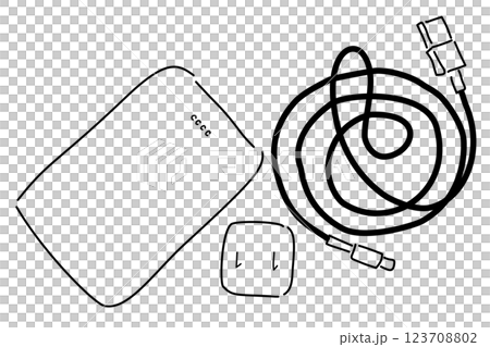 手機電池插圖線描 手機電池插圖線描 123708802