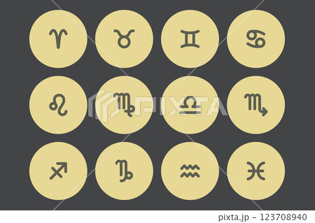 Zodiac horoscope. Twelve astrological icon symbols set. Stylized star signs esoteric. Simple line vector illustration Zodiac horoscope. Twelve astrological icon symbols set. Stylized star signs esoteric. Simple line vector illustration 123708940