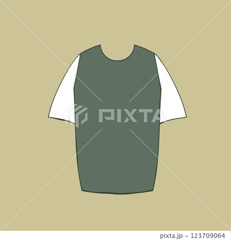 Cute female green T-shirt. Trendy summer look. Unisex clothes element. Template modern design for invitation, poster, card, fabric. Casual cloth concept. Vector illustration 123709064