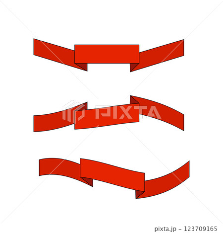 Set of red flat ribbons isolated on white background. Ribbon banner vector illustration. Watercolor lace Set of red flat ribbons isolated on white background. Ribbon banner vector illustration. Watercolor lace 123709165