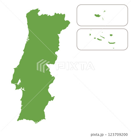 Map of Portugal, sign silhouette. World Map Globe. Vector Illustration isolated on transparent background. Europe continent 123709200