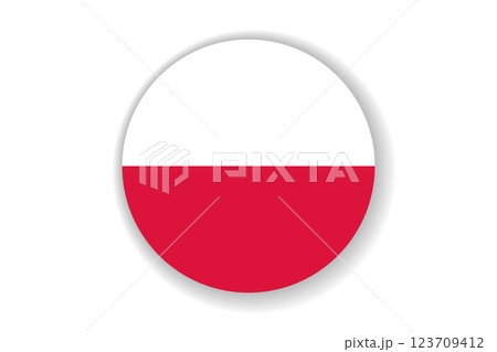 Flag of Poland. Polish national symbol in official colors. Template icon. Abstract vector background. Round glass light ball, 3D big bubble, sphere 123709412
