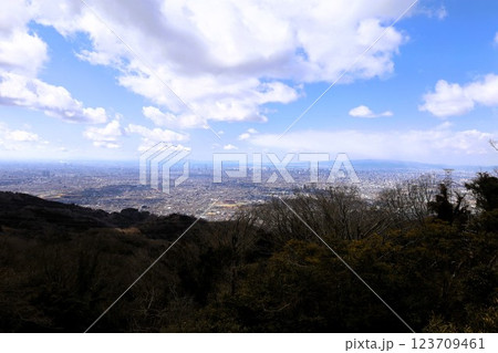 大阪、奈良、境の山、生駒山、信貴生駒スカイライン、生駒山信貴山山頂スカイライン、冬ドライブ 123709461