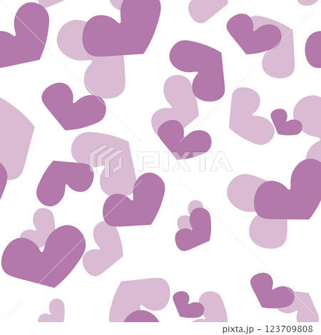 Seamless pattern with hearts. Template holiday vector illustration. Design for card, postcard, poster, print, banner. Cartoon colorful hearts on color background 123709808