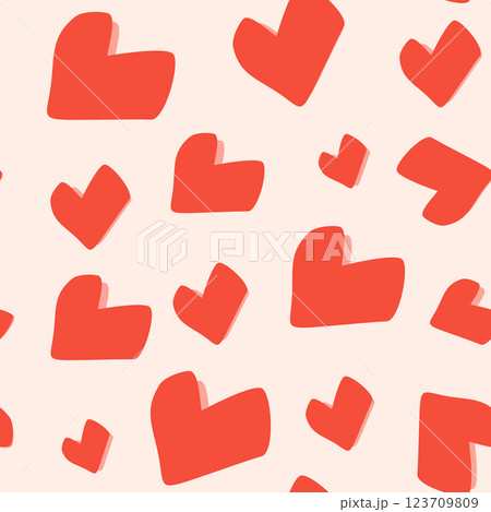 Seamless pattern with hearts. Template holiday vector illustration. Design for card, postcard, poster, print, banner. Cartoon colorful hearts on color background Seamless pattern with hearts. Template holiday vector illustration. Design for card, postcard, poster, print, banner. Cartoon colorful hearts on color background 123709809