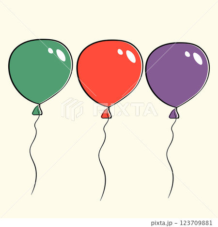 Color balloon isolated on a white background. Party decoration for birthday and celebrations. Vector doodle colorful festive helium balloons 123709881