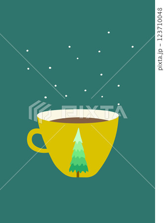 Advent calendar. Christmas print. The cute color cup. Kitchen doodle vector illustration. Design for hiliday card, poster 123710048