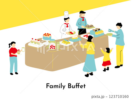 ビュッフェを楽しむ人達 ビュッフェを楽しむ人達 123710160