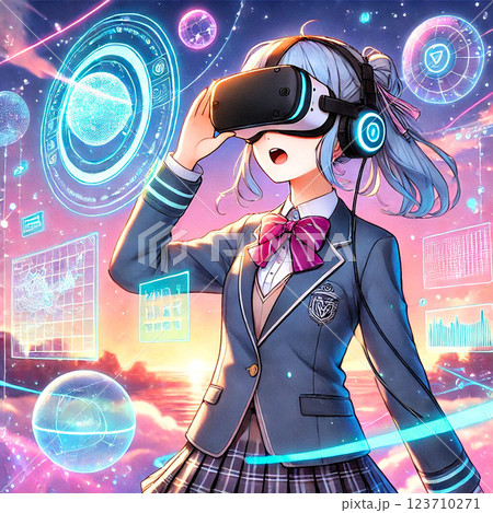 VRカリキュラムをする女学生 123710271