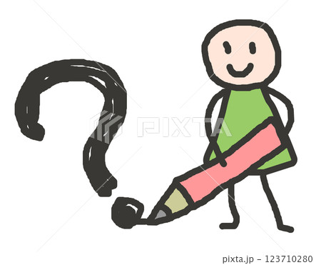 人物が質問やハテナマークを書いているイラスト 123710280