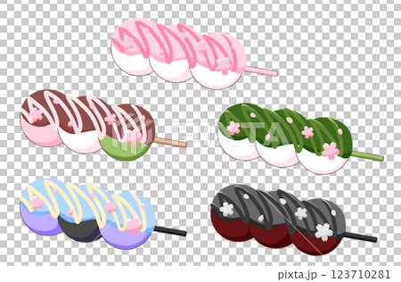 カラフルな桜のお花見だんごイラスト素材 123710281
