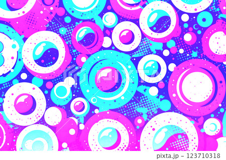 ピンクとブルーのランダムな円のポップな背景 ピンクとブルーのランダムな円のポップな背景 123710318