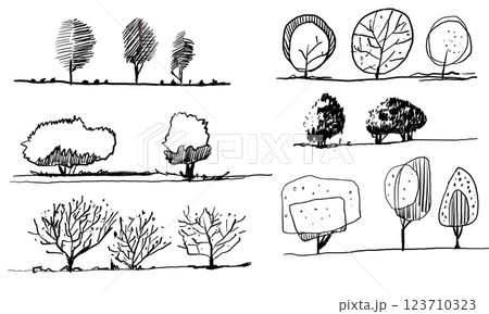 ペン画風きのイラスト 123710323