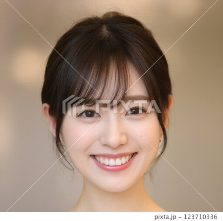 「自然な笑顔が魅力的な日本人女性のポートレート」 123710336