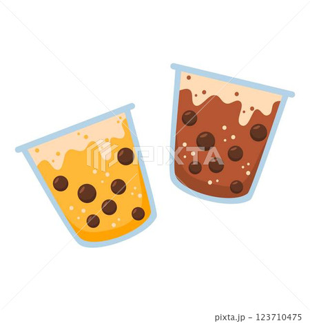 pearl milk tea boba yummy beverages in plasctic 123710475