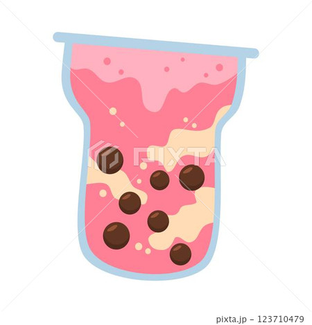 strawberry Bubble milk tea illustration strawberry Bubble milk tea illustration 123710479