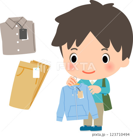 洋服店で品物を見る男性 123710494