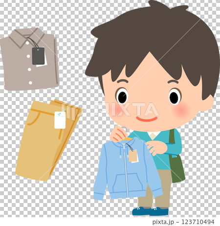 洋服店で品物を見る男性 123710494