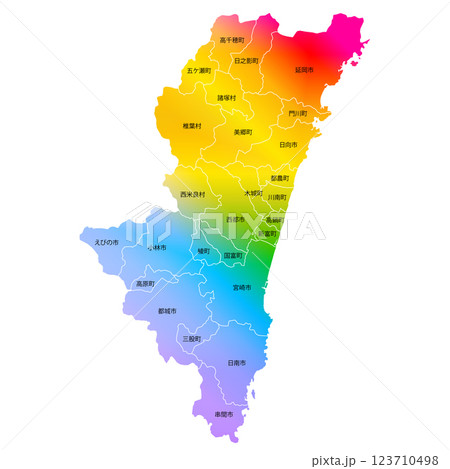 宮崎県と市町村地図 123710498