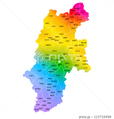長野県と市町村地図 長野県と市町村地図 123710499