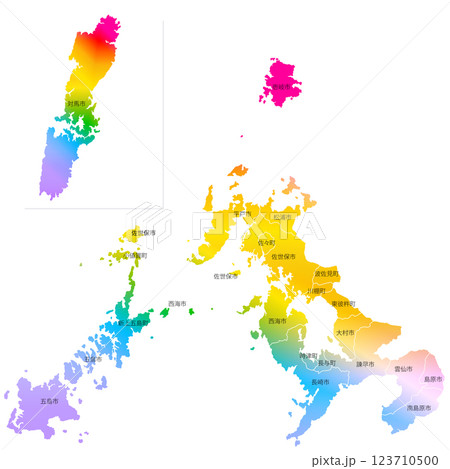 長崎県と市町村地図 123710500