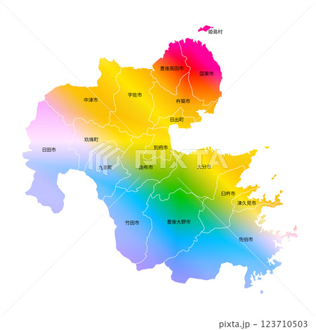 大分県と市町村地図 大分県と市町村地図 123710503