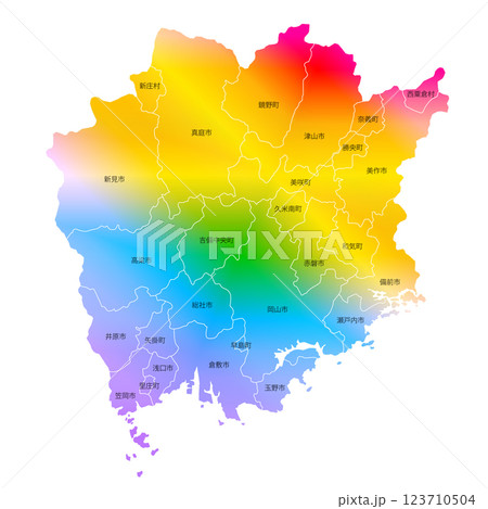 岡山県と市町村地図 123710504