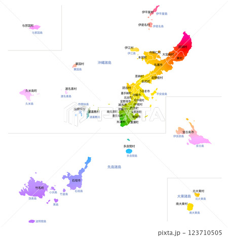 沖縄県と市町村地図 123710505