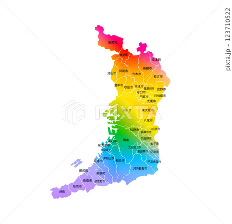 大阪府と市町村地図 123710522