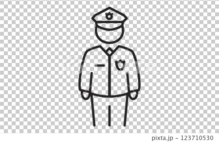 警官圖示簡單線條畫插圖 123710530