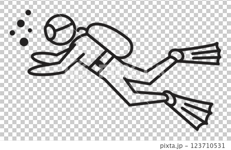 Diver icon simple line drawing illustration 123710531