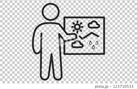 気象予報士のアイコン 天気予報を解説する専門家の線画イラスト 123710533