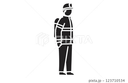 消防士のアイコン シンプルな線画イラスト 消防士のアイコン シンプルな線画イラスト 123710534