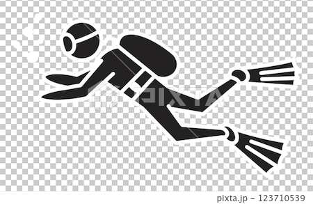 潜水士のアイコン シンプルな線画イラスト 123710539