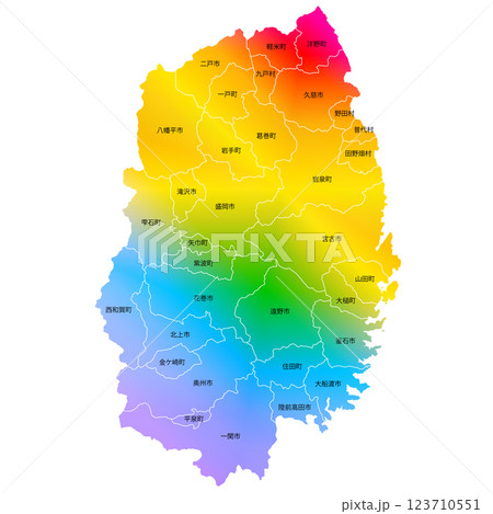 岩手県と市町村地図 123710551