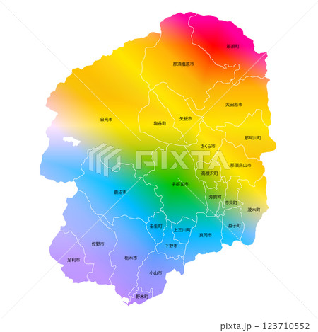 栃木県と市町村地図 123710552