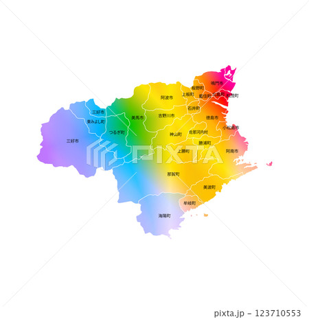 徳島県と市町村地図 123710553